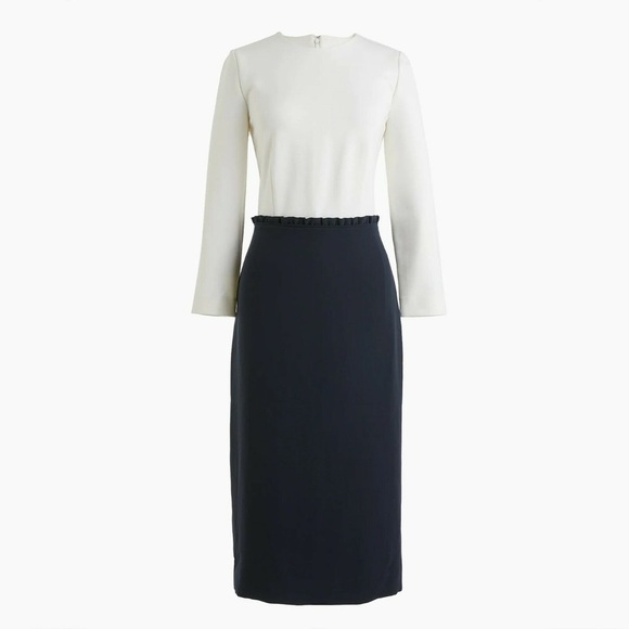 J Crew 365 Colorblock Midi Dress Ivory / Navy Size 4 Tall Business Casual Office - Picture 6 of 16